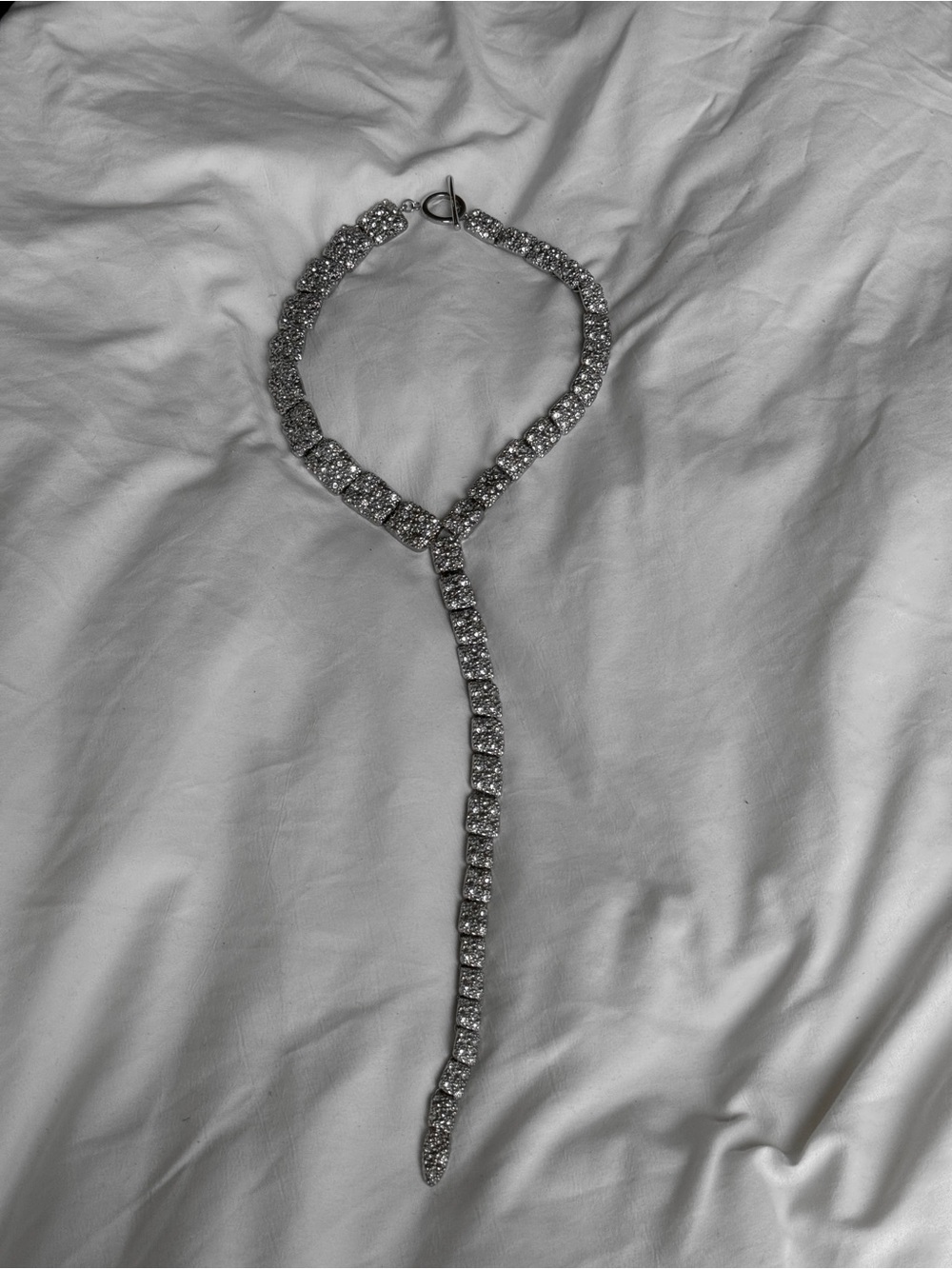 H&M Silver Crystal Drop Necklace